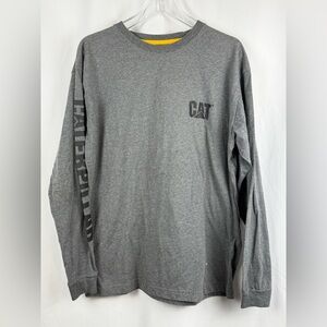 CAT Caterpillar Long Sleeve Shirt Large Gray Workwear Graphic Tee